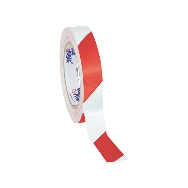 Tape Logic 1'' x 36 yds. Red/White Tape Logic Striped Vinyl Safety Tape, 48PK BUY00016189 - main